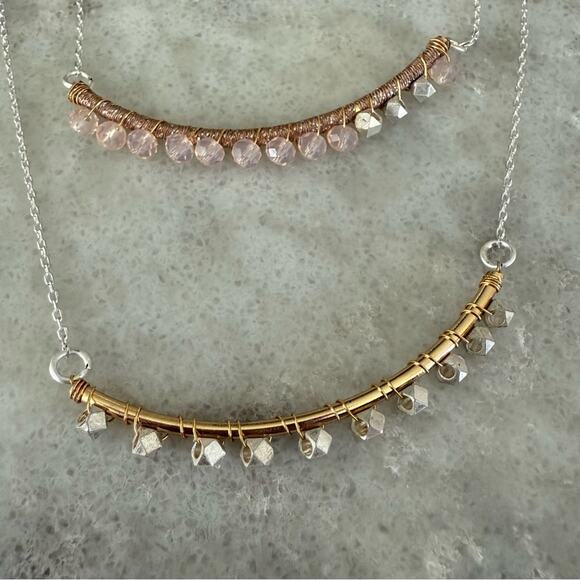 J Jill Elegant Silver and Gold Necklace Crystal Multistrand NWT - Picture 2 of 4